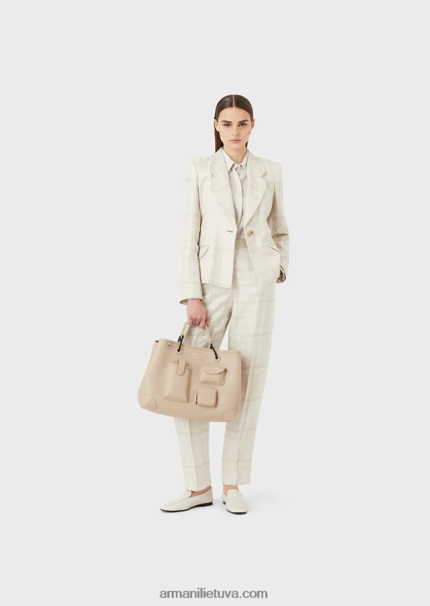 moterys smėlio spalvos Armani vidutinis kelių kišenių myea pirkėjo krepšys su elnio raštu 02482X703