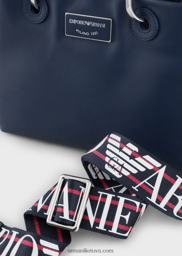 moterys tamsiai mėlyna Armani mažas myea pirkėjo krepšys iš ekologiškos odos 02482X718