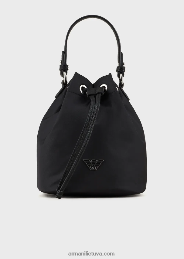 moterys juodas Armani Kelionių reikmenų perdirbtas nailoninis kibiras 02482X742