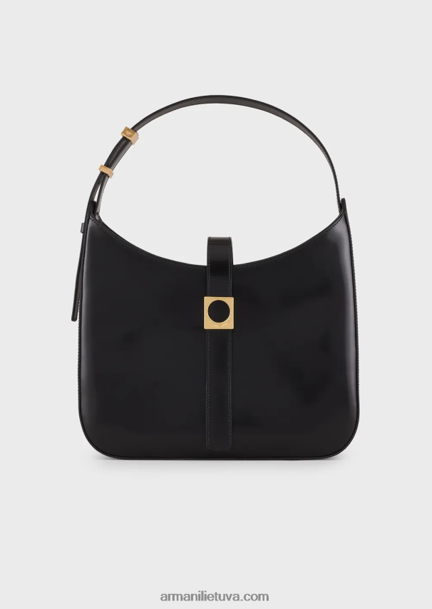 moterys juodas Armani šlifuotos odos valkatų krepšys 02482X744