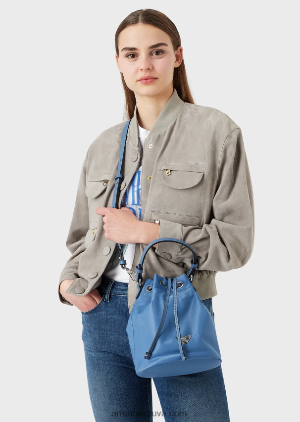 moterys žydros spalvos Armani Kelionių reikmenų perdirbtas nailoninis kibiras 02482X741