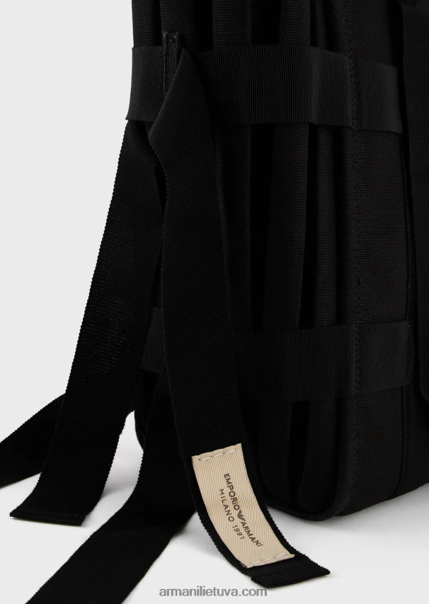 moterys juodas Armani didelis klostuotas drobinis pirkėjo krepšys 02482X739