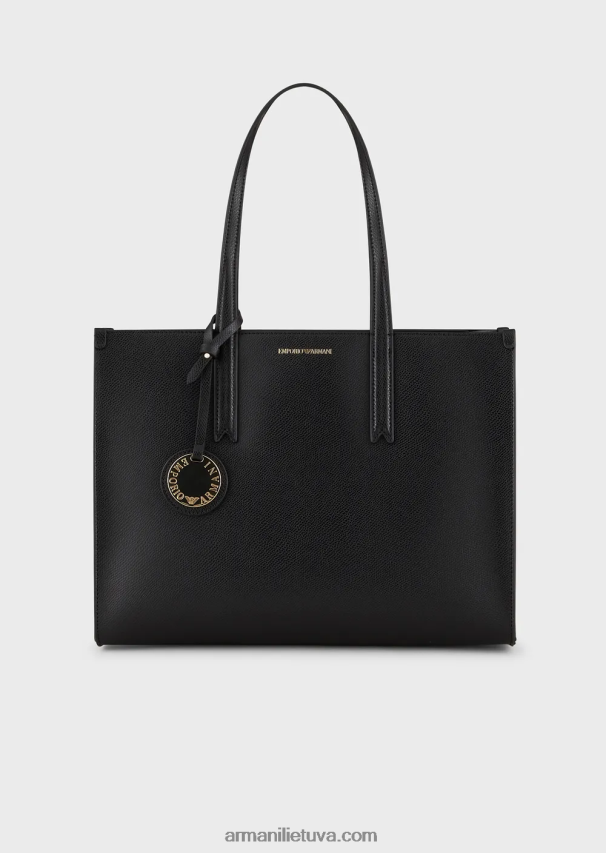 moterys juodas Armani palmellato odos apdaila pirkėjo krepšys su žavesiu 02482X734