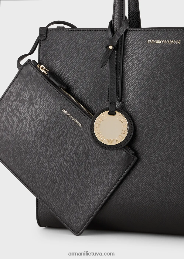 moterys juodas Armani palmellato odos apdaila pirkėjo krepšys su žavesiu 02482X734