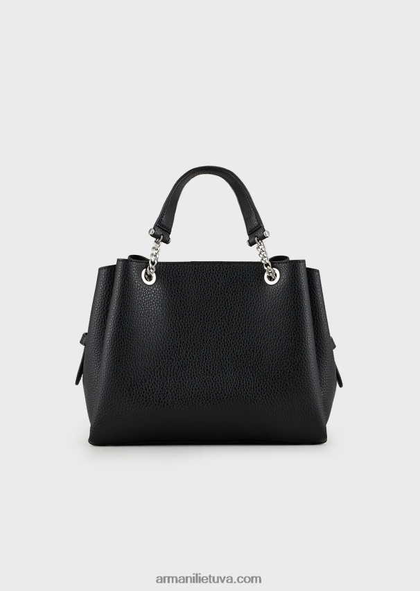 moterys juodas Armani palmellato odos efekto rankinė su erelio žavesiu 02482X727