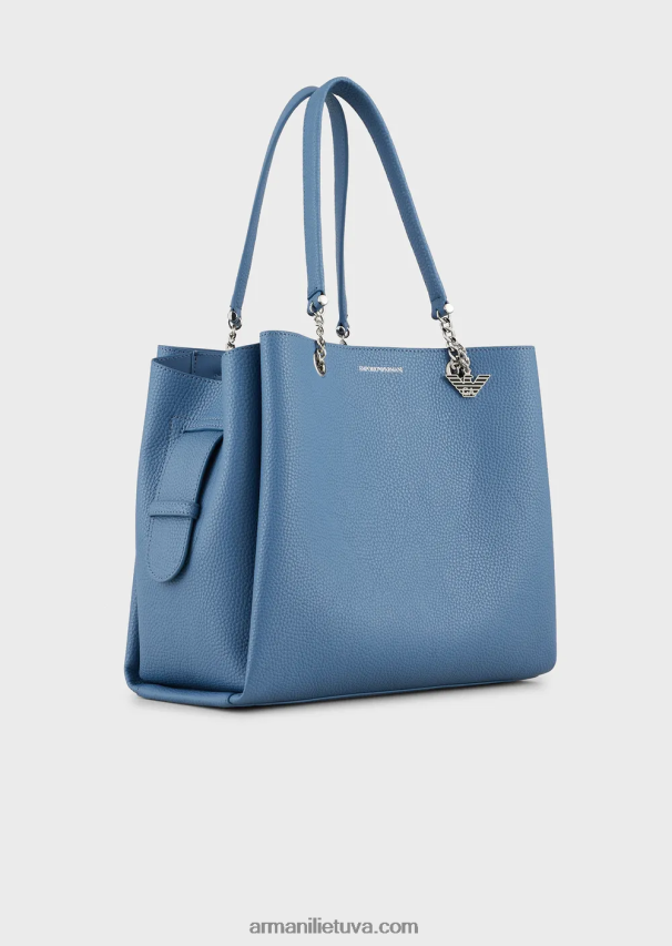 moterys žydros spalvos Armani palmellato odos efekto pirkėjo krepšys su erelio žavesiu 02482X729