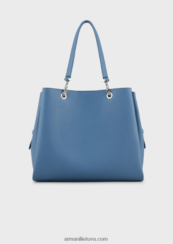 moterys žydros spalvos Armani palmellato odos efekto pirkėjo krepšys su erelio žavesiu 02482X729