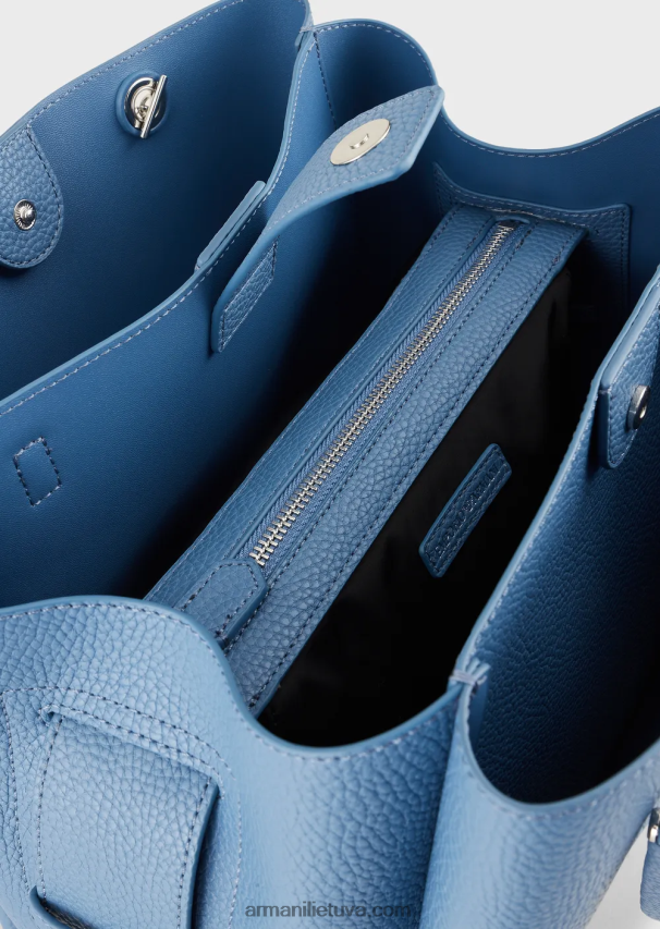 moterys žydros spalvos Armani palmellato odos efekto pirkėjo krepšys su erelio žavesiu 02482X729