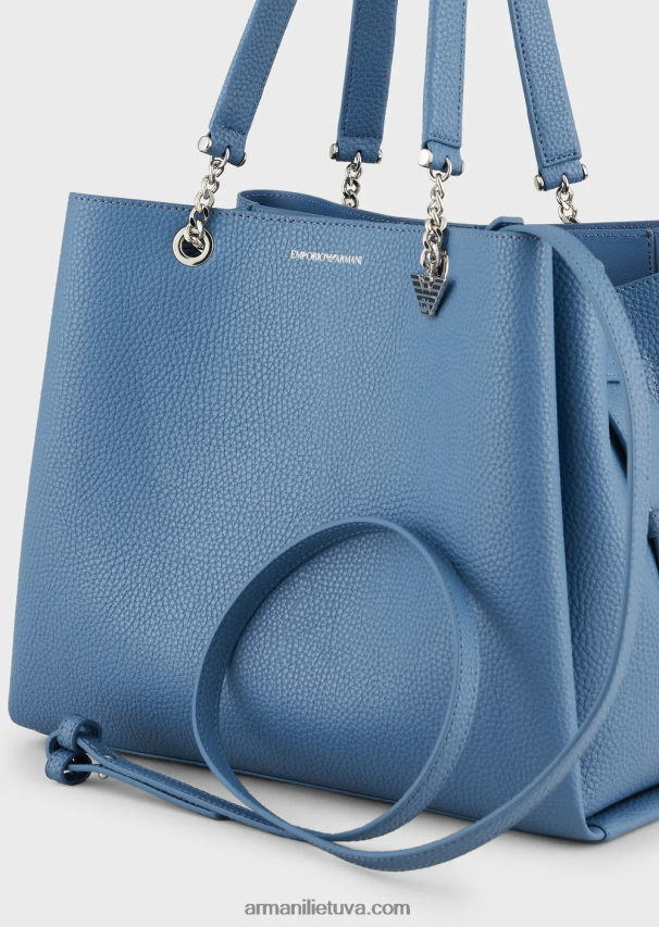 moterys žydros spalvos Armani palmellato odos efekto pirkėjo krepšys su erelio žavesiu 02482X729