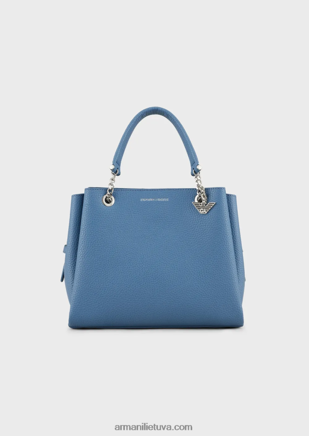 moterys žydros spalvos Armani palmellato odos efekto rankinė su erelio žavesiu 02482X725