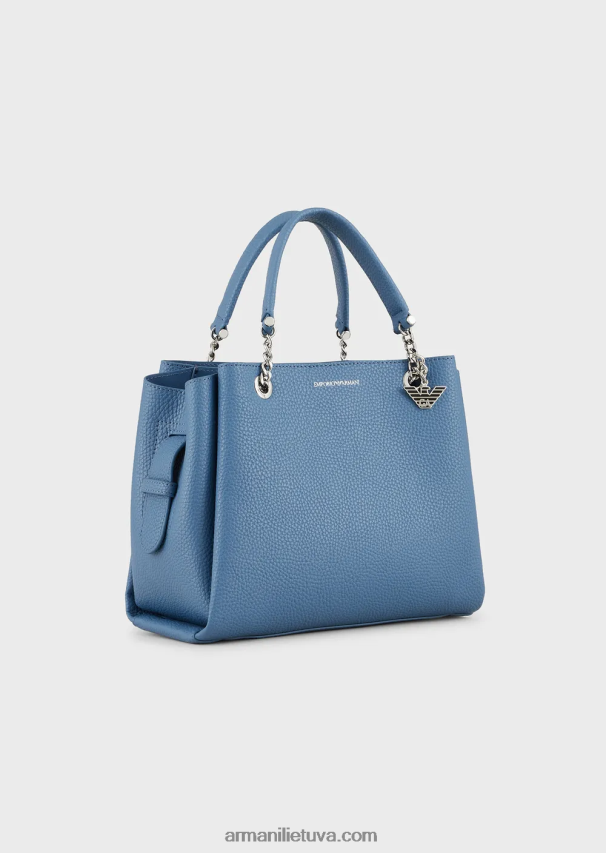 moterys žydros spalvos Armani palmellato odos efekto rankinė su erelio žavesiu 02482X725