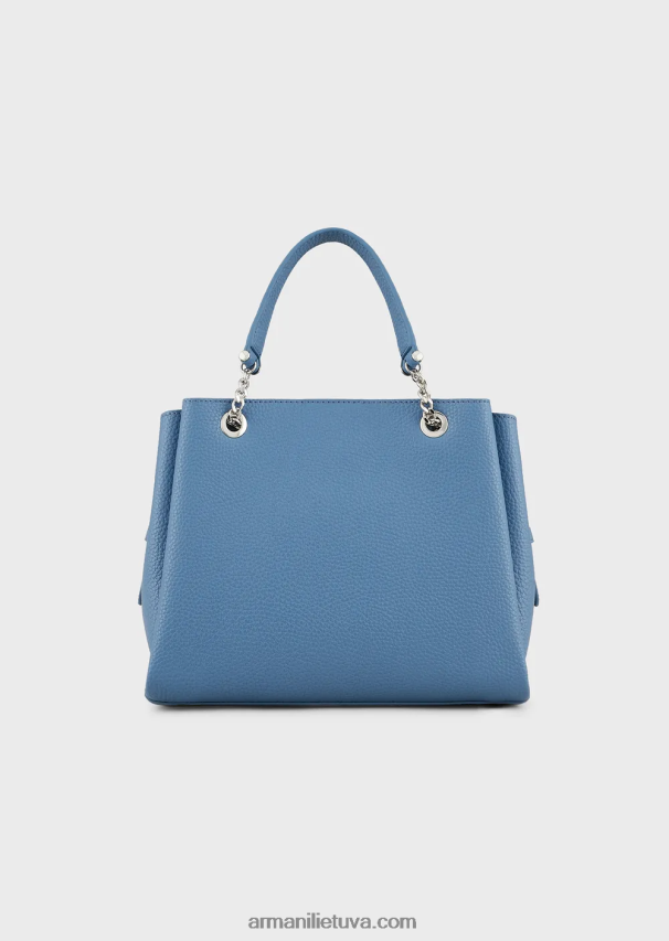 moterys žydros spalvos Armani palmellato odos efekto rankinė su erelio žavesiu 02482X725