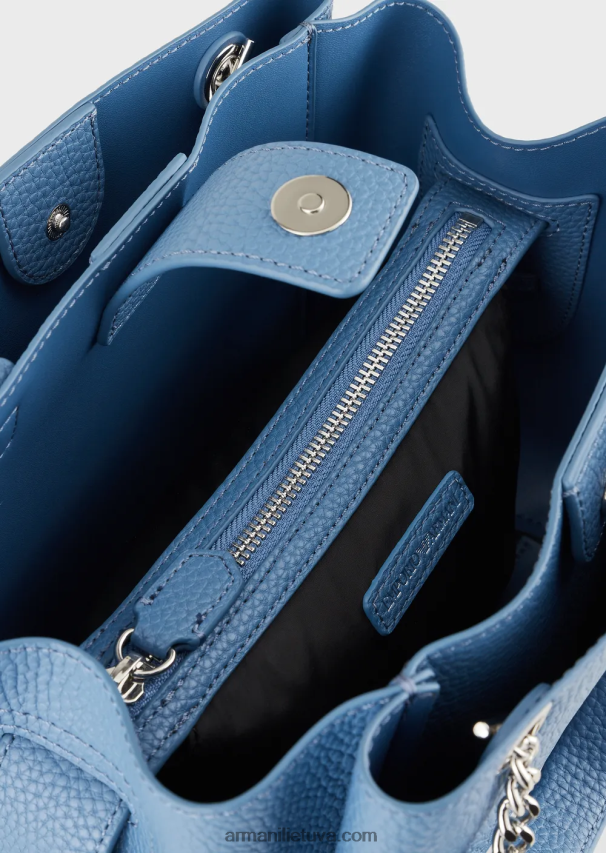 moterys žydros spalvos Armani palmellato odos efekto rankinė su erelio žavesiu 02482X725