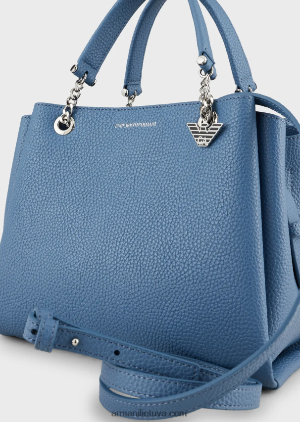 moterys žydros spalvos Armani palmellato odos efekto rankinė su erelio žavesiu 02482X725