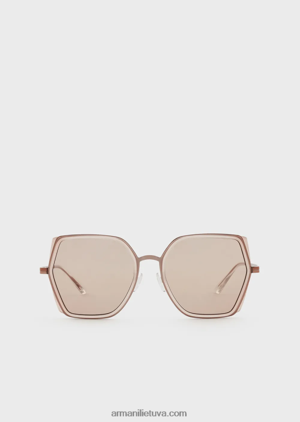 moterys rozinis auksas Armani kvadratiniai dideli akiniai nuo saulės 02482X976