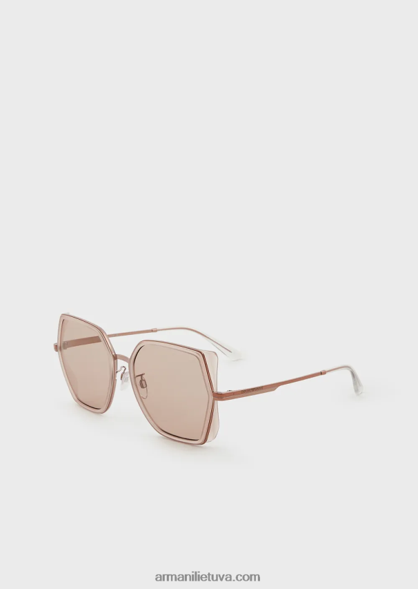 moterys rozinis auksas Armani kvadratiniai dideli akiniai nuo saulės 02482X976