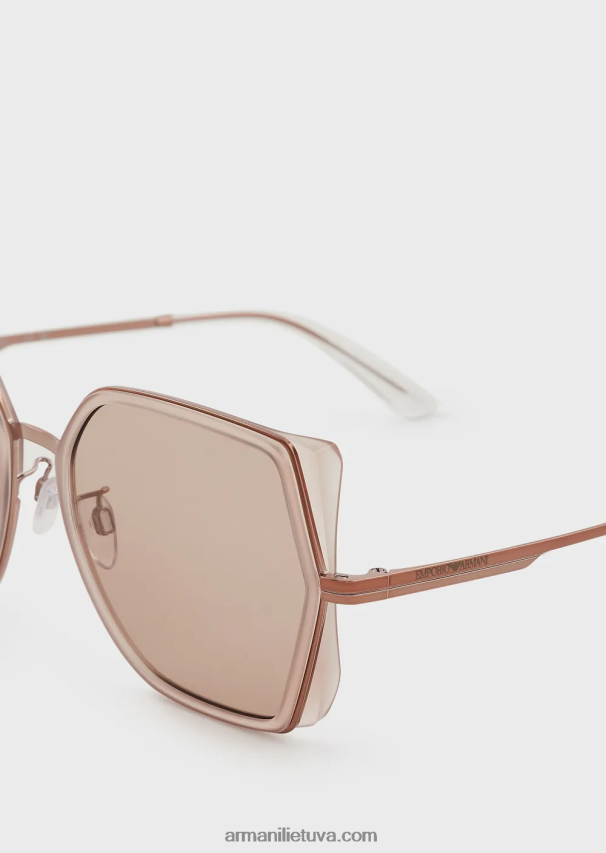 moterys rozinis auksas Armani kvadratiniai dideli akiniai nuo saulės 02482X976