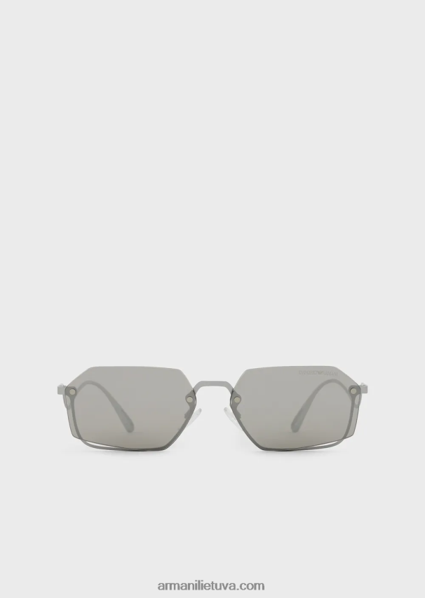 moterys sidabras Armani stačiakampiai saulės akiniai 02482X929