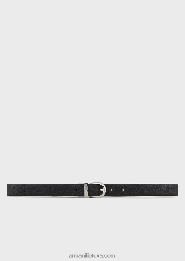 moterys juodas Armani apverčiamas dviejų spalvų diržas su elnio raštu 02482X750