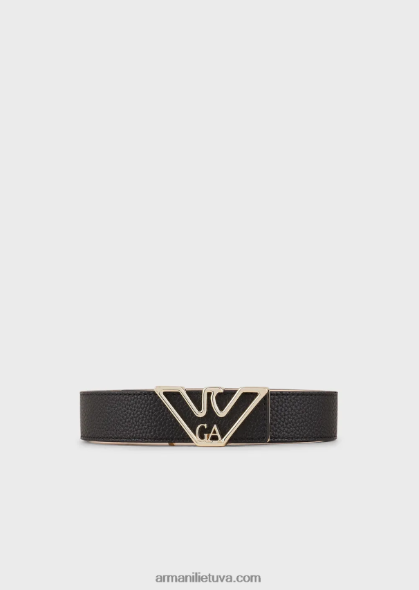moterys juodas Armani diržas su elnio atspaudo erelio plokštele 02482X753