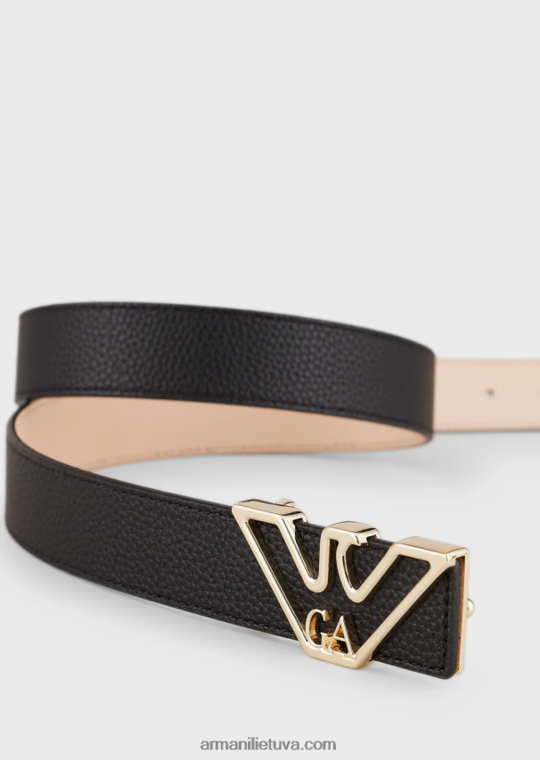 moterys juodas Armani diržas su elnio atspaudo erelio plokštele 02482X753