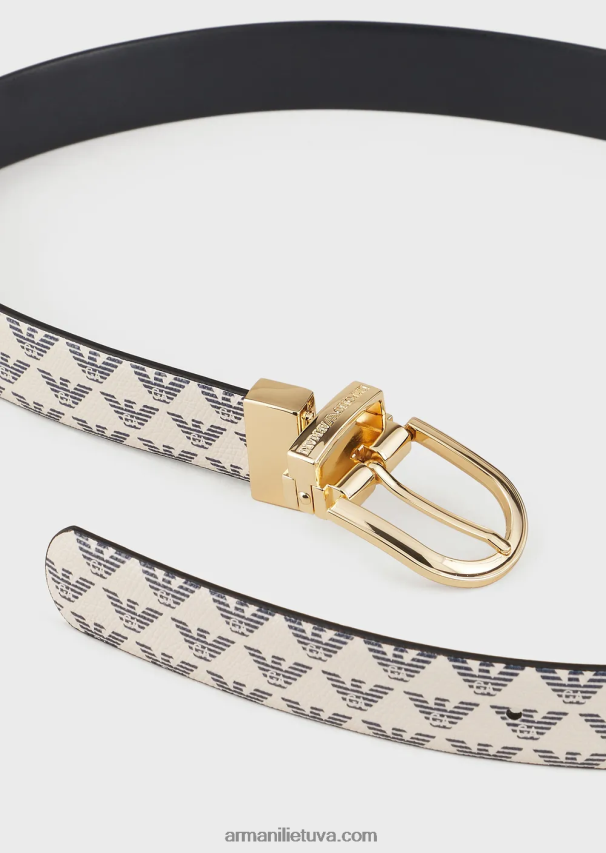 moterys mėlynas logotipas Armani viso erelio dvispalvis apverčiamas diržas 02482X747