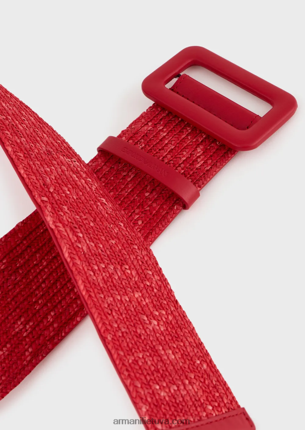 moterys raudona Armani aukštu juosmeniu šiaudinis diržas 02482X762