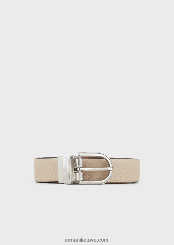 moterys smėlio spalvos Armani apverčiamas dviejų spalvų diržas su elnio raštu 02482X749