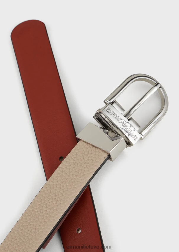 moterys smėlio spalvos Armani apverčiamas dviejų spalvų diržas su elnio raštu 02482X749