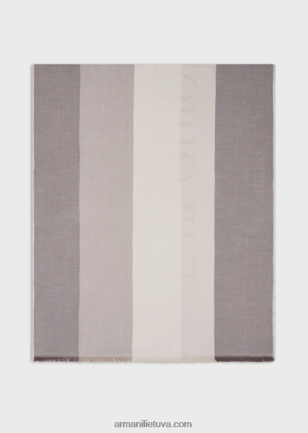 moterys balandis pilkas Armani horizontalus dryžuotas raštas su žakardo logotipu 02482X869