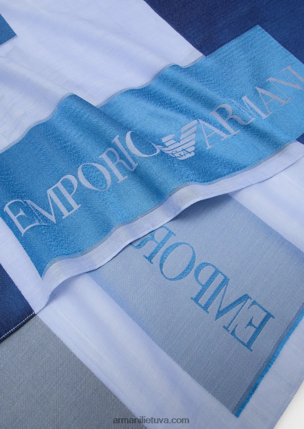 moterys mėlyna Armani acetato mišinio pavogė su devore plokštėmis 02482X860