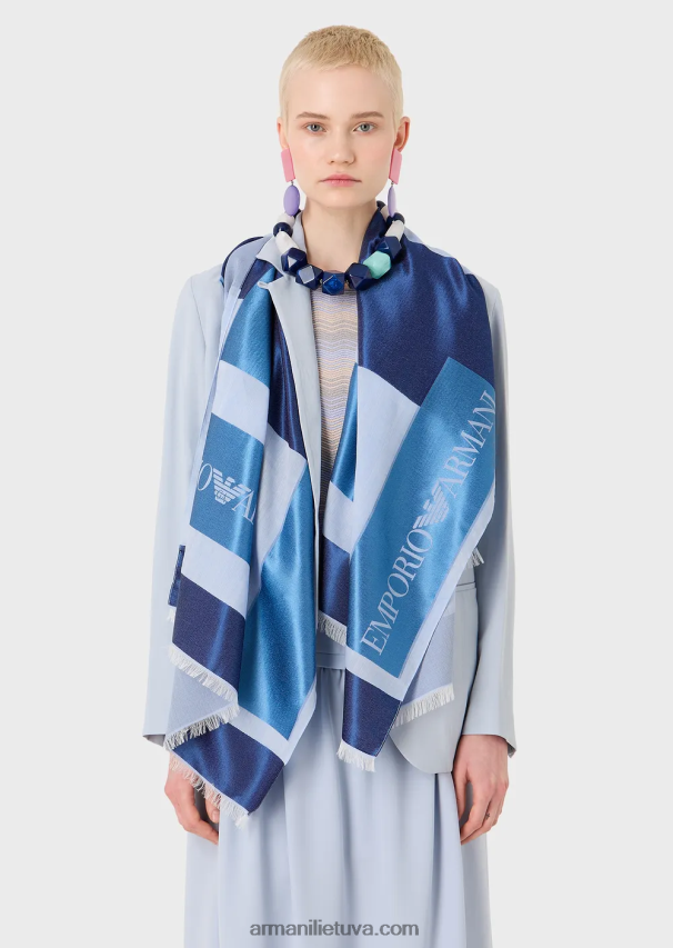 moterys mėlyna Armani acetato mišinio pavogė su devore plokštėmis 02482X860