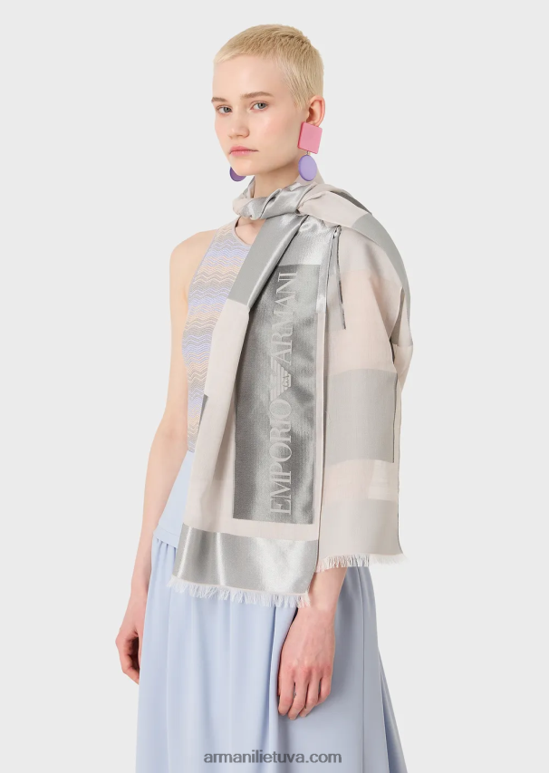 moterys pilka Armani acetato mišinio pavogė su devore plokštėmis 02482X861