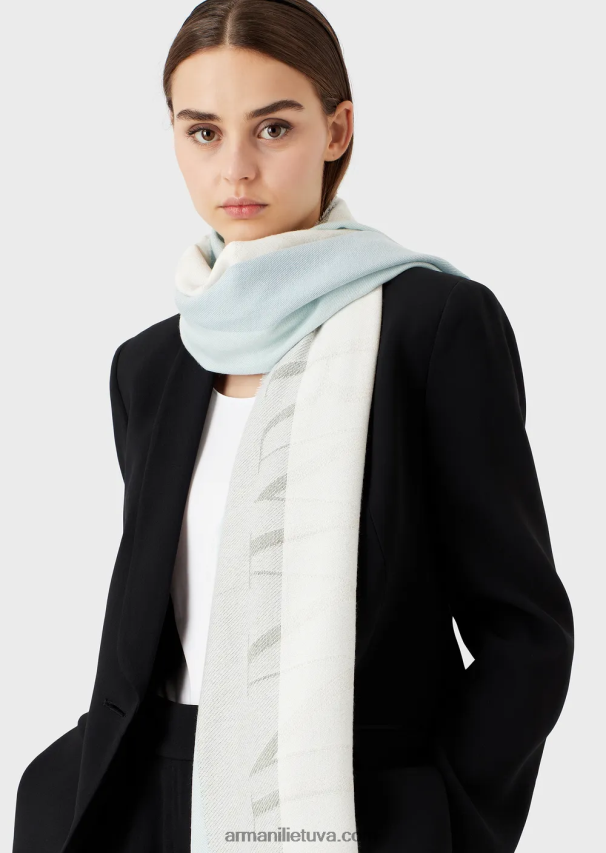 moterys vandens mėlyna Armani horizontalus dryžuotas raštas su žakardo logotipu 02482X866