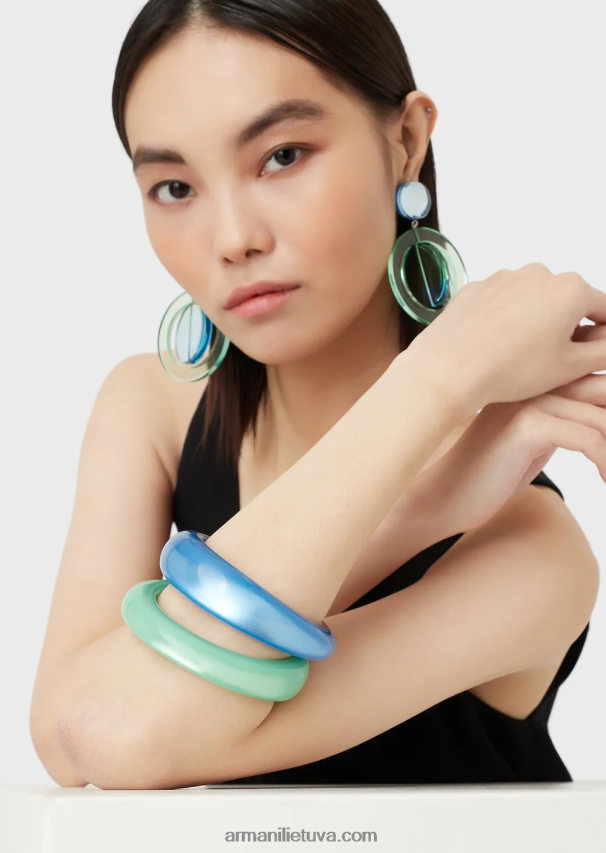 moterysArmani 2 dviejų spalvų organinio stiklo apyrankių rinkinys 02482X855