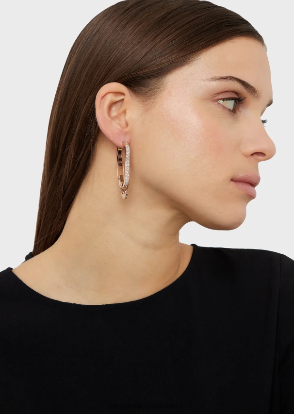 moterysArmani rožinio aukso atspalvio nerūdijančio plieno auskarai 02482X795