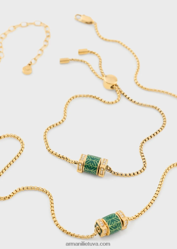 moterys auksas Armani aukso atspalvio nerūdijančio plieno grandinėlės karoliai ir apyrankės rinkinys 02482X843