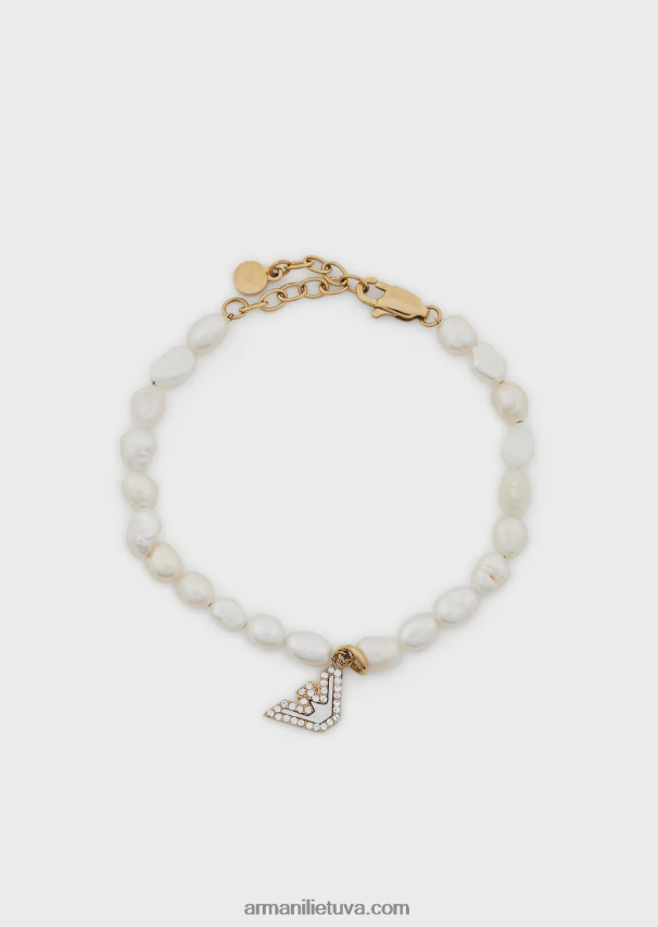 moterys auksas Armani aukso atspalvio nerūdijančio plieno karoliukų apyrankė 02482X827