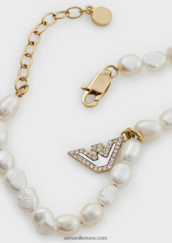 moterys auksas Armani aukso atspalvio nerūdijančio plieno karoliukų apyrankė 02482X827