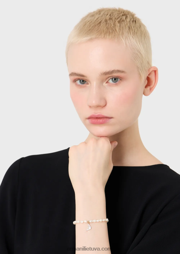 moterys auksas Armani aukso atspalvio nerūdijančio plieno karoliukų apyrankė 02482X827