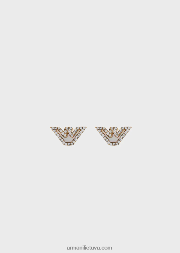 moterys auksas Armani aukso atspalvio nerūdijančio plieno perlamutriniai auskarai 02482X825