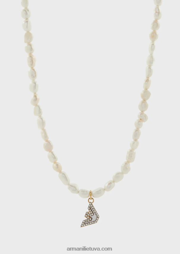 moterys auksas Armani aukso spalvos nerūdijančio plieno karoliai su karoliukais 02482X826