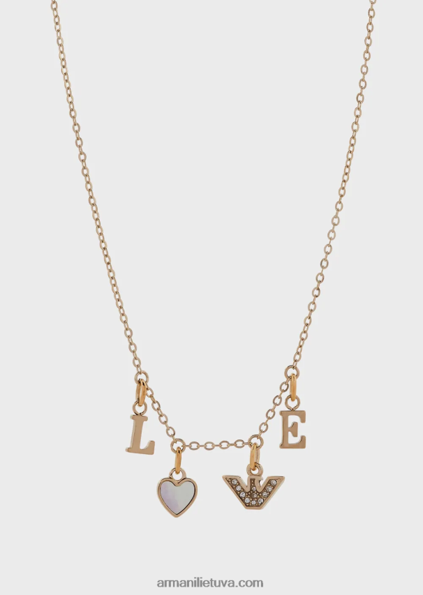 moterys auksas Armani baltos spalvos perlamutrinės grandinėlės vėrinys 02482X784