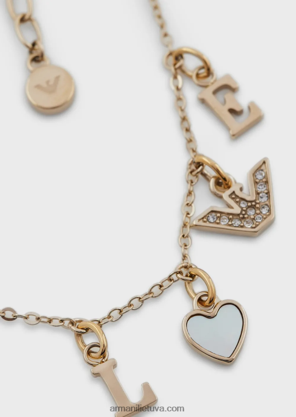 moterys auksas Armani baltos spalvos perlamutrinės grandinėlės vėrinys 02482X784