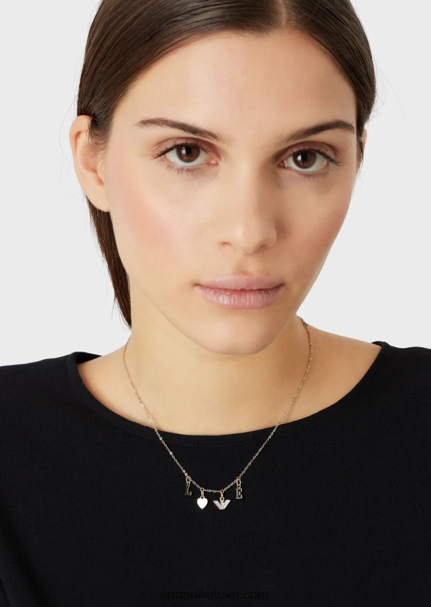 moterys auksas Armani baltos spalvos perlamutrinės grandinėlės vėrinys 02482X784