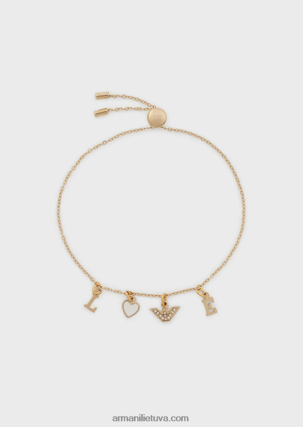 moterys auksas Armani baltos spalvos perlamutro grandinėlės apyrankė 02482X783