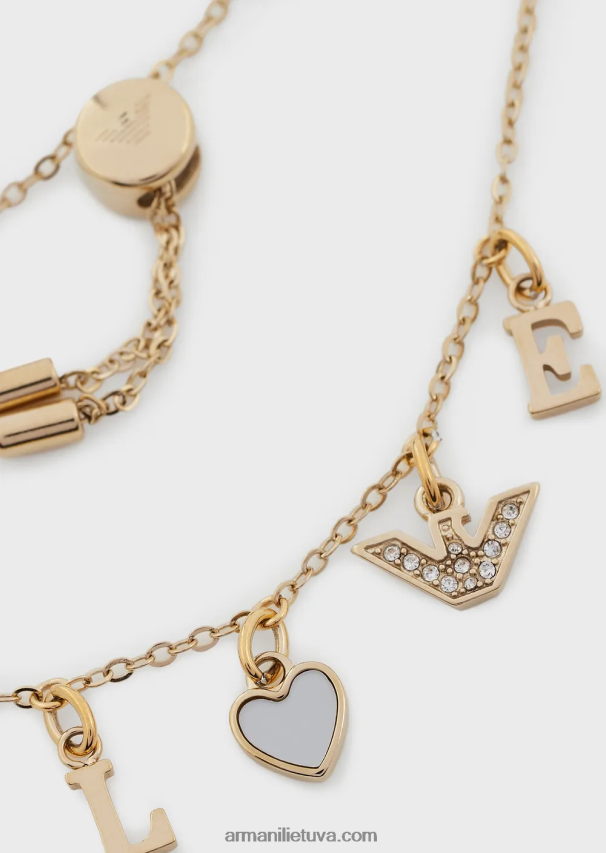 moterys auksas Armani baltos spalvos perlamutro grandinėlės apyrankė 02482X783