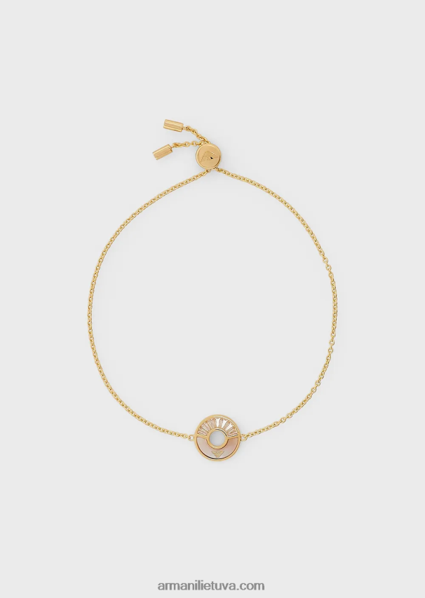 moterys auksas Armani baltos spalvos perlamutro grandinėlės apyrankė 02482X794