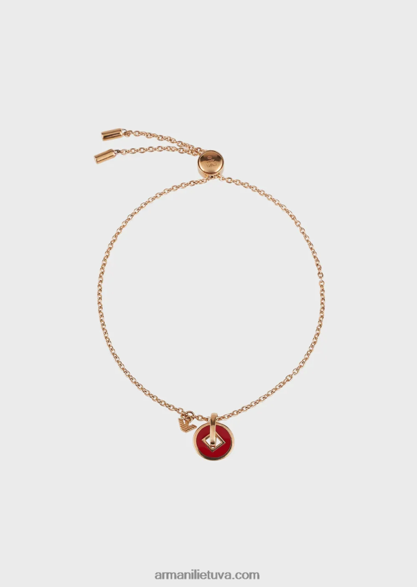 moterys auksas Armani rožinio aukso atspalvio sterlingo sidabro grandinėlės apyrankė 02482X789