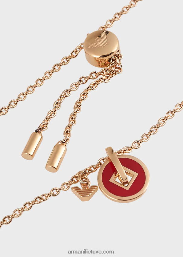 moterys auksas Armani rožinio aukso atspalvio sterlingo sidabro grandinėlės apyrankė 02482X789